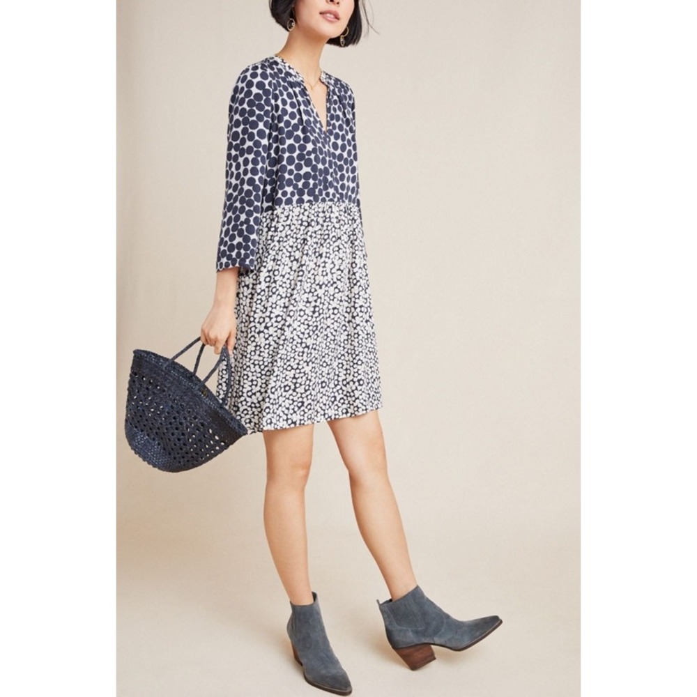 WB9 Juno Maeve by Anthropologie Polka Dot & Floral Print Midi Dress XS Womens
